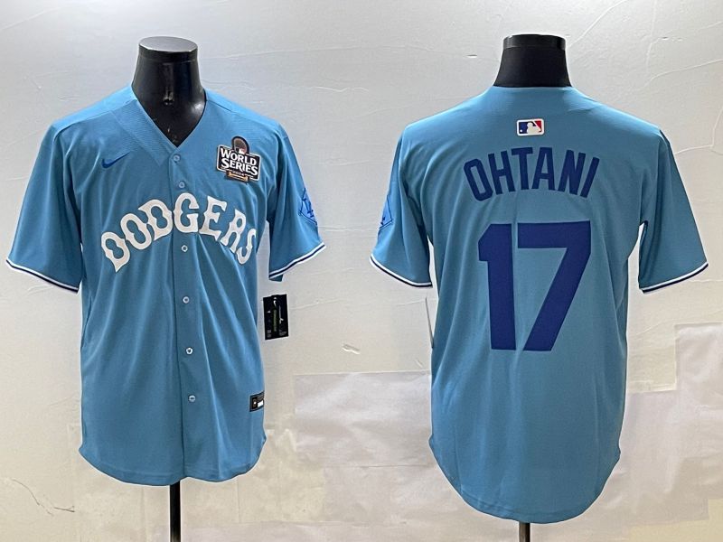 Men Los Angeles Dodgers #17 Ohtani Light Blue Throwback Game 2025 Nike MLB Jersey style 4->los angeles dodgers->MLB Jersey